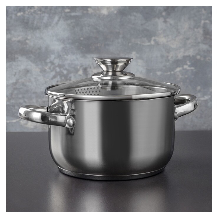 Кастрюля «Tefida» 4,6 л, крышка-дуршлаг, носик для слива, капсульное дно, индукция  Magistro