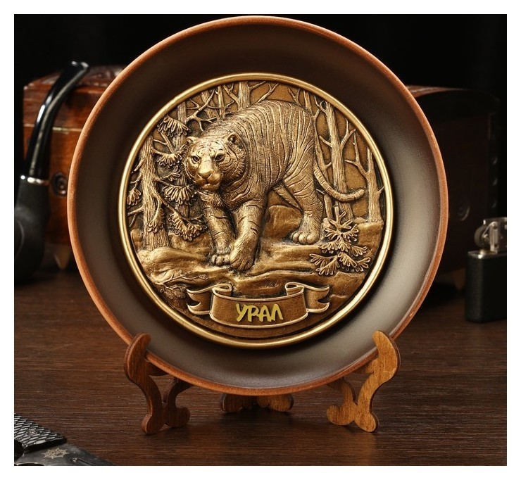 

Тарелка сувенирная "Тигр", керамика, гипс, D=16 см