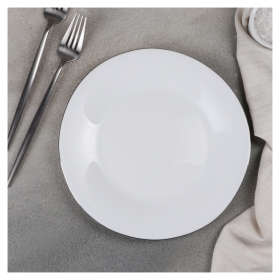 Тарелка обеденная «Сильвер», 23×1,5 см, цвет ободка серебряный 