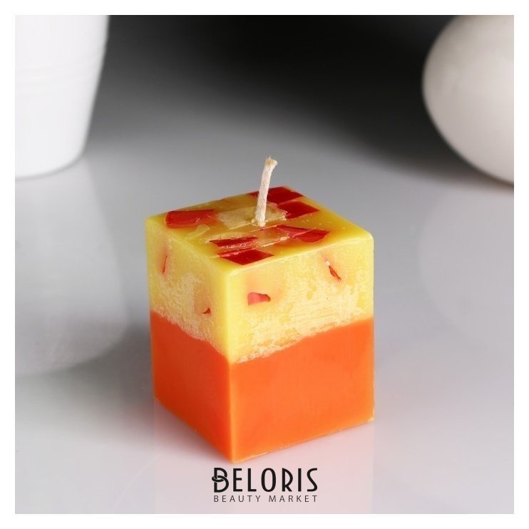 Свеча- куб Лимон- апельсин ароматическая, 5×6 см NNB