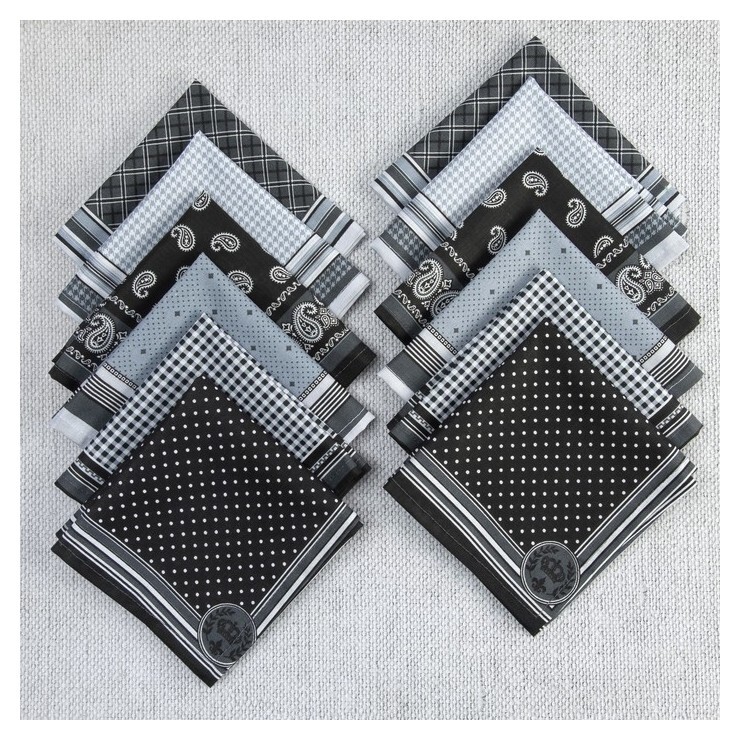 Платок носовой мужской 28х28 см, 12шт, рис 21163-1 г/м100 хл100%  Атра