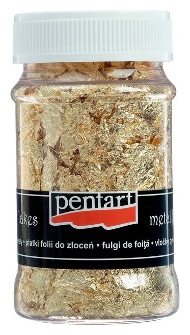 

Поталь в хлопьях золото, 100 мл, Pentart, Золотистый