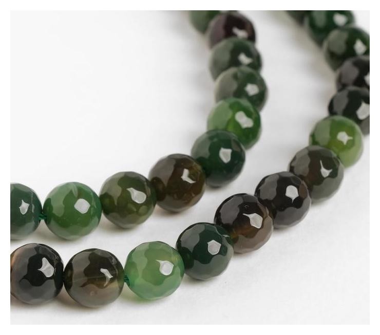 

Бусины на нити шар №10 гранёный "Агат" зелёный (37 бусин, ±38см)