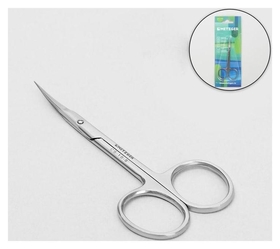 Ножницы маникюрные, для кутикулы, загнутые, узкие, 10 см, цвет серебристый, Cs-1/8-s (CVD) Metzger