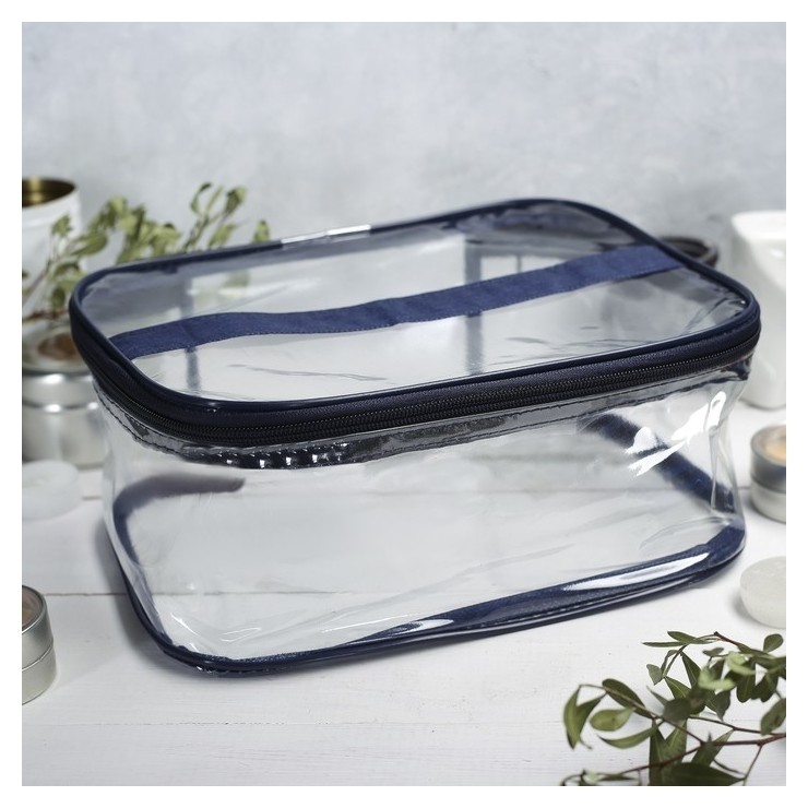 

Косметичка пвх на молнии прямоугольная, цвет синий