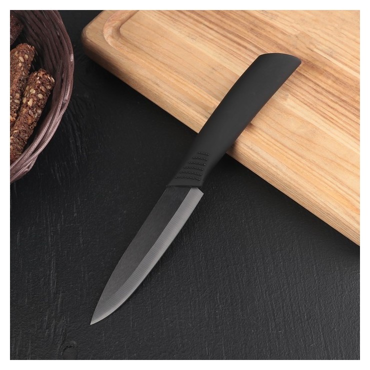

Нож кухонный керамический Black, лезвие 9,5 см, ручка Soft Touch, Чёрный