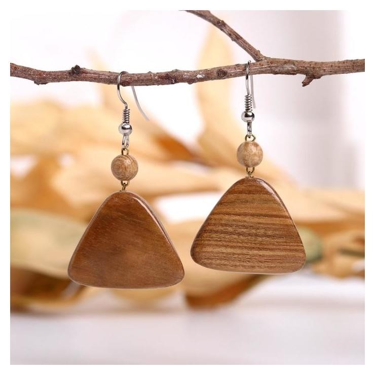 

Серьги ручная работа, деревянные "Бермуды", цвет коричневый, Микс