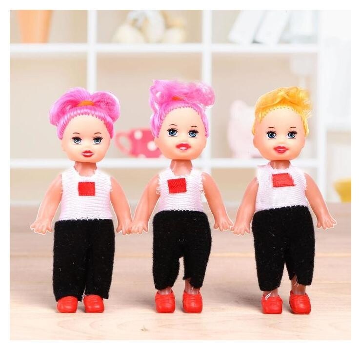 Куклы-малышки "Сестрёнки" в костюмчиках, 3 штуки 