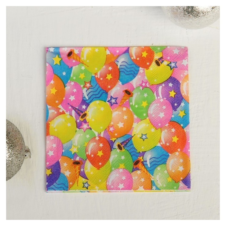 

Салфетки бумажные "Шары" (Набор 20 штук) 25*25 см, Разноцветный