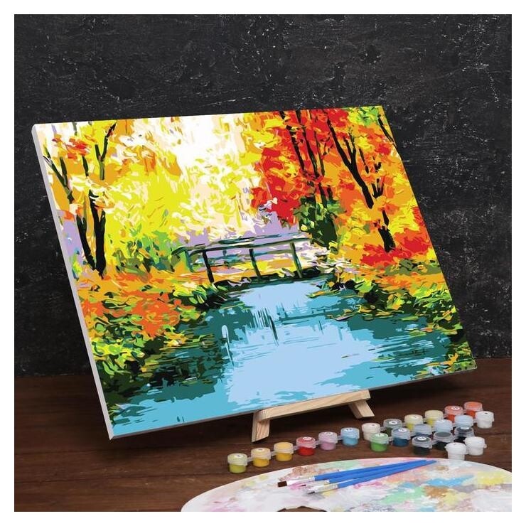 Картина по номерам на холсте с подрамником «Осенний мост» 40×50 см  Школа талантов