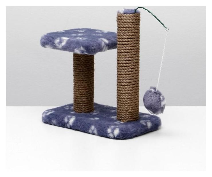 

Когтеточка для котят двойная, 30 х 20 х 34 см, джут, серая с лапками