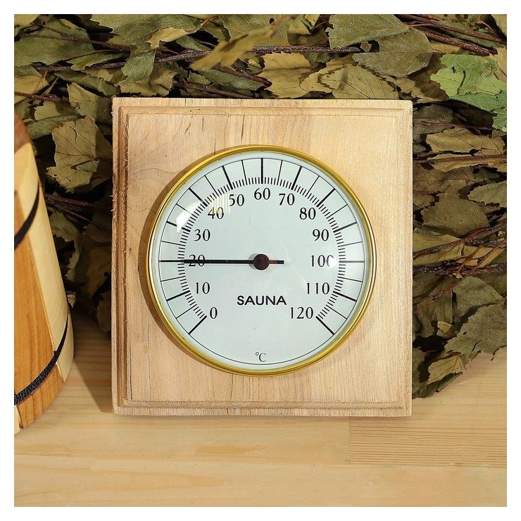 Деревянный термометр банный биметалический
