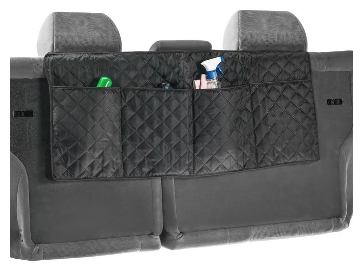 Органайзер на спинку сидения в багажник, оксфорд, ромб, черный, размер 95х40 см