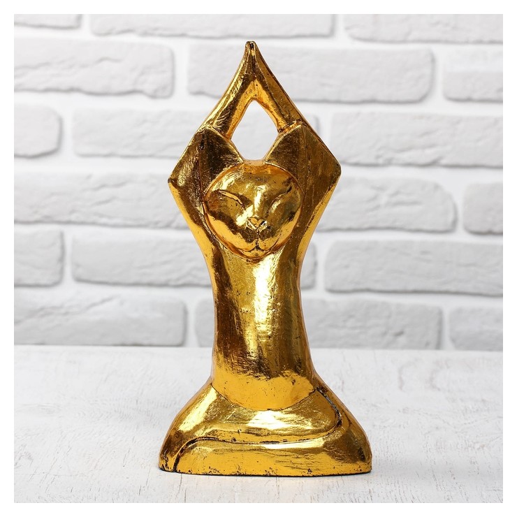 

Сувенир дерево "Кот йог" 14х6,5х25 см, Золотистый