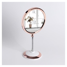 Зеркало на гибкой ножке, с увеличением, D зеркальной поверхности — 15,5 см, цвет медный/белый 
