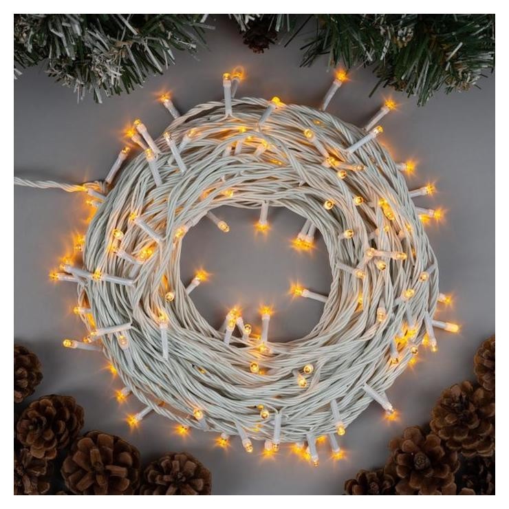 

Гирлянда "Нить" 20 м, Ip20, белая нить, 200 Led, свечение жёлтое, 8 режимов, 220 В