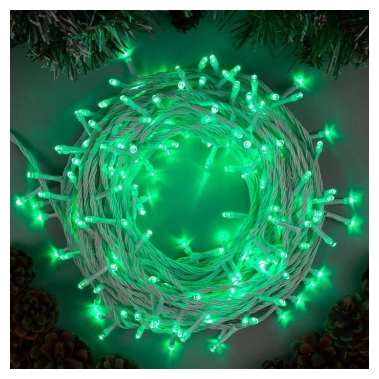

Гирлянда "Нить" 20 м, Ip20, белая нить, 200 Led, свечение зелёное, 8 режимов, 220 В