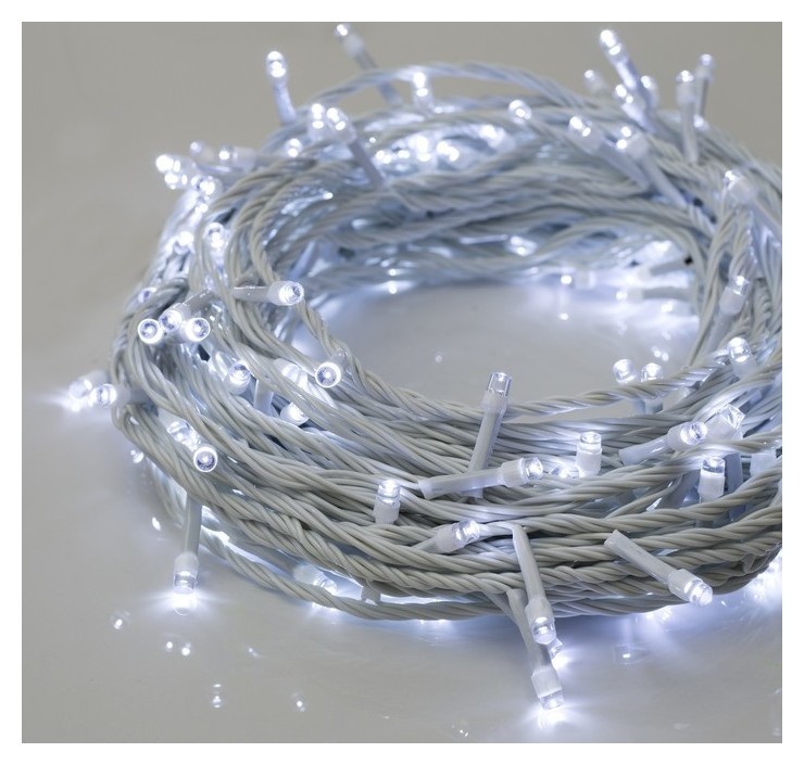 

Гирлянда "Нить" 20 м, Ip20, белая нить, 200 Led, свечение белое, 8 режимов, 220 В