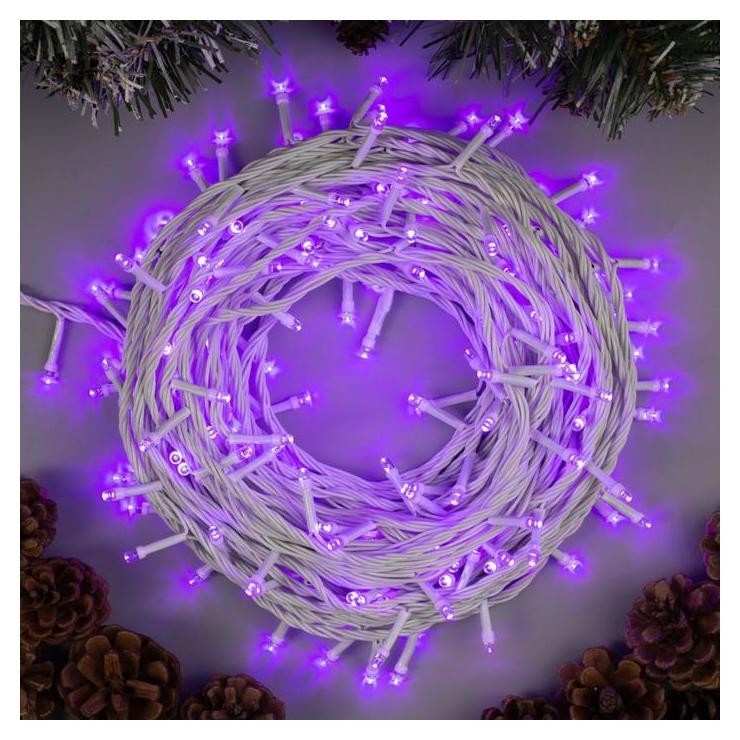 

Гирлянда "Нить" 20 м, Ip20, белая нить, 200 Led, свечение фиолетовое, 8 режимов, 220 В