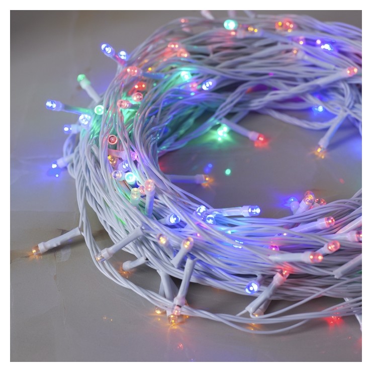 

Гирлянда "Нить" 20 м, Ip20, белая нить, 200 Led, свечение мульти, 8 режимов, 220 В
