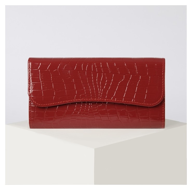 

Кошелёк женский, 3 отдела на клапане, цвет красный