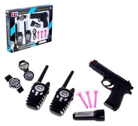 Набор шпиона «Спецагент»: 2 рации, пистолет, часы, фонарик, компас 