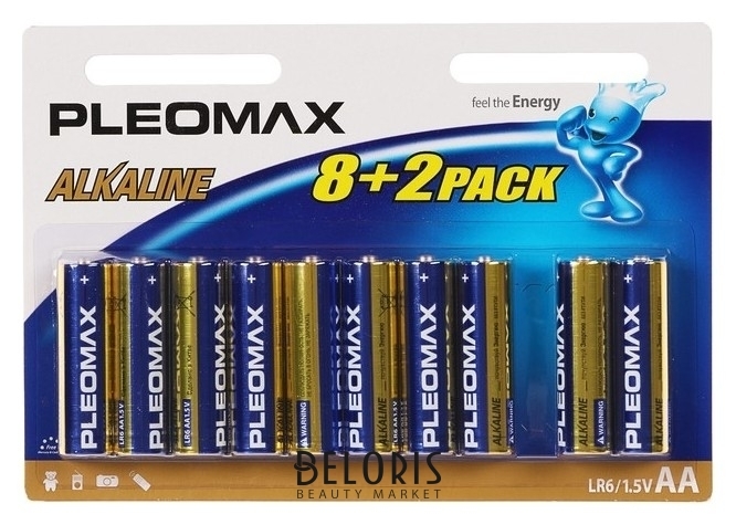 Батарейка алкалиновая Pleomax, AA, Lr6-10bl, 1.5в, блистер, 8+2 шт. Pleomax