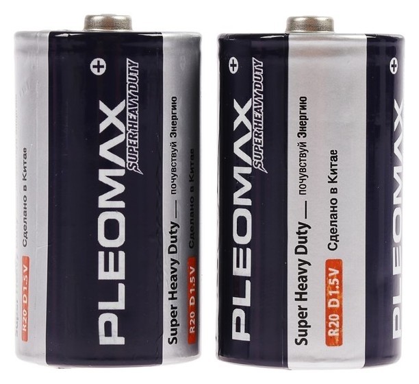 

Батарейка солевая Pleomax Super Heavy Duty, D, R20-2s, 1.5в, спайка, 2 шт.