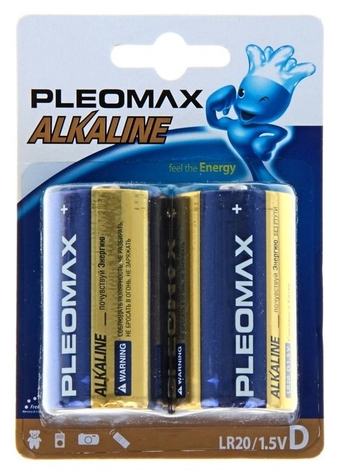 

Батарейка алкалиновая Pleomax, D, Lr20-2bl, 1.5в, блистер, 2 шт.