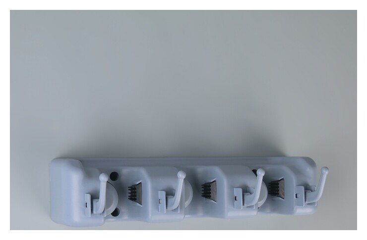 Держатель для швабр и мётел с крючками 26×6 см, цвет серый  