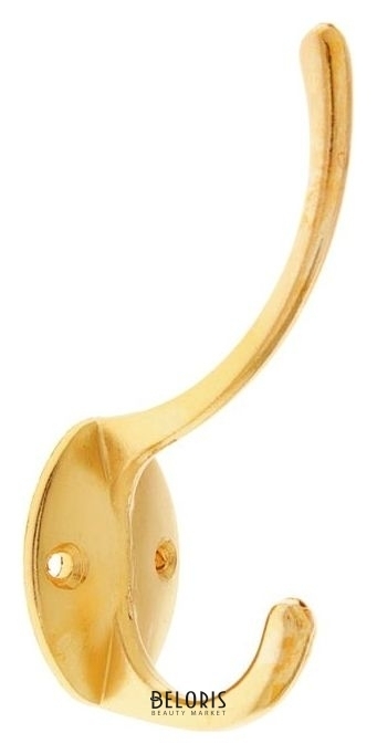 Крючок мебельный Km208gp, двухрожковый, цвет золото NNB