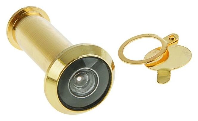 Глазок дверной, тип 2, L= 50-75 мм, D=16 мм, со шторкой, цвет золото