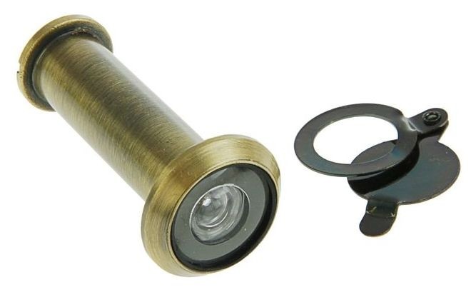 Глазок дверной, тип 1, L= 50-75 мм, D=14 мм, со шторкой, цвет бронза