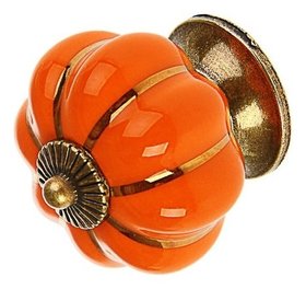 Ручка-кнопка Ceramics 001, керамическая, оранжевая 