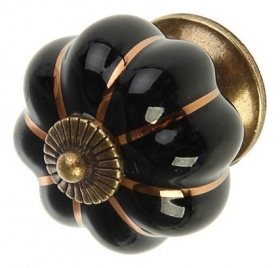 Ручка кнопка керамическая Ceramics 001, чёрная 