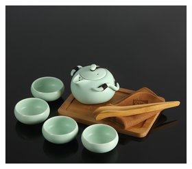 Набор для чайной церемонии "Тясицу", 8 предметов: чайник, 4 чашки, щипцы, салфеточка, подставка 