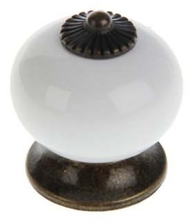 Ручка кнопка Ceramics 003, керамическая, белая 