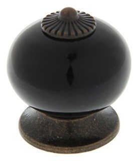 Ручка кнопка Ceramics 003, керамическая, черная 