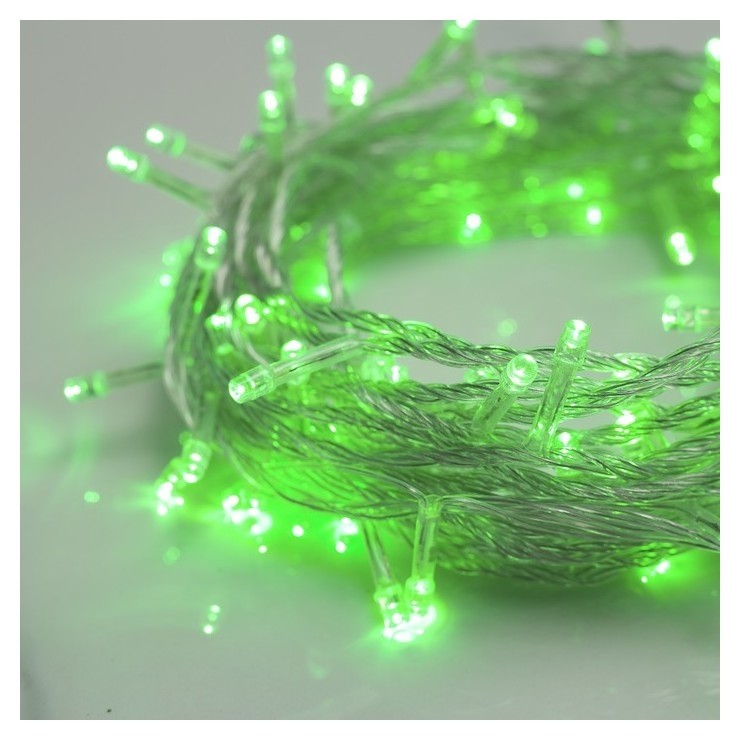 

Гирлянда "Нить" 10 м, Ip20, прозрачная нить, 100 Led, свечение зелёное, 8 режимов, 220 В