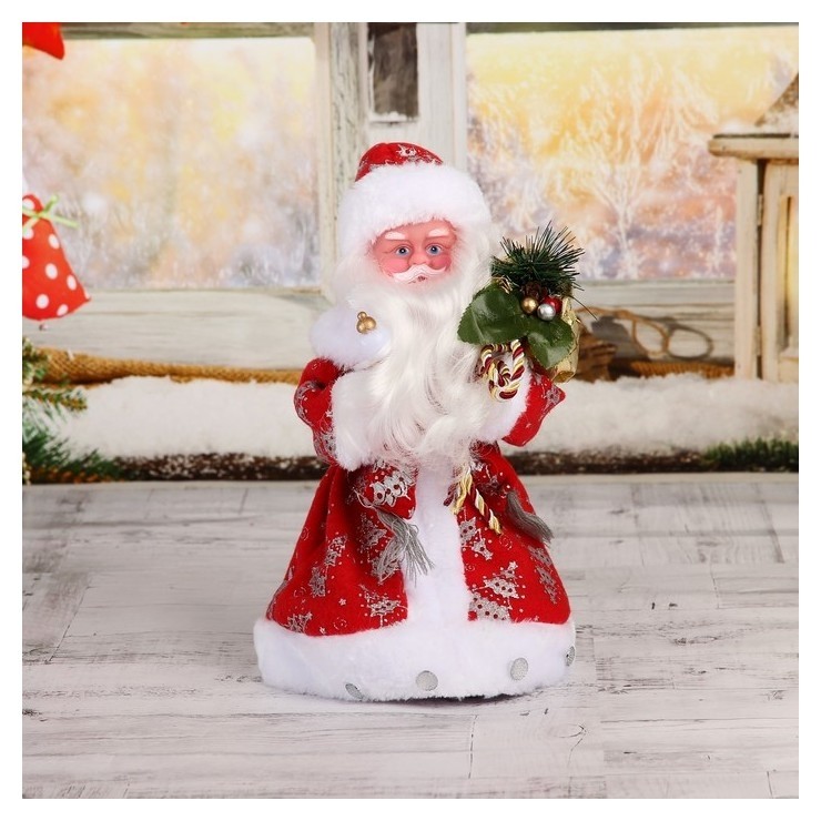 

Дед мороз "В красной шубке с подарками", 30 см, двигается, с подсветкой