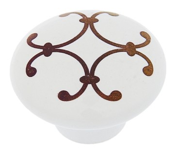 

Ручка кнопка Ceramics 009, керамическая, белая с рисунком, Белый