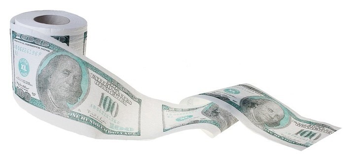 Туалетная бумага сувенирная 100 долларов  Русма