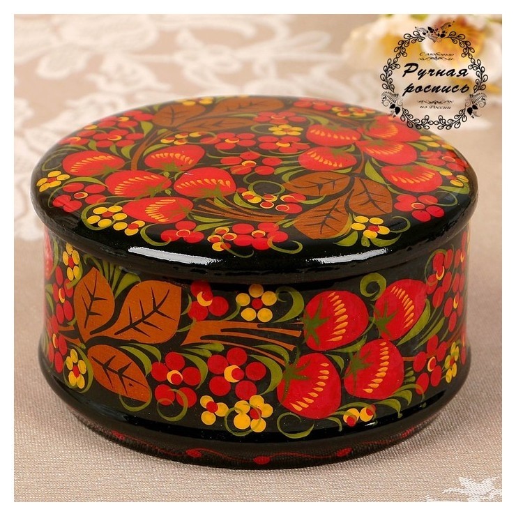 

Коробка «Ягодка», большая, 13×9 см, хохлома, Красный