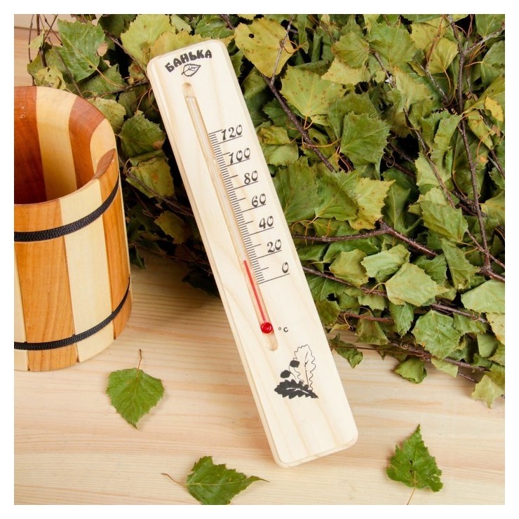 Деревянный термометр для бани классика, спиртовой, малый