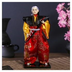 Кукла коллекционная "Воин в ярком кимоно с саблей" 30х12,5х12,5 см 