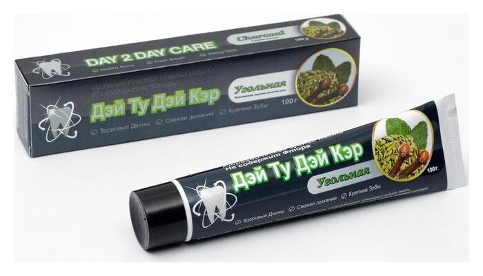 Зубная паста аюрведическая Дэй Ту Дэй Кэр угольная, 100 г.  Day 2 Day Care