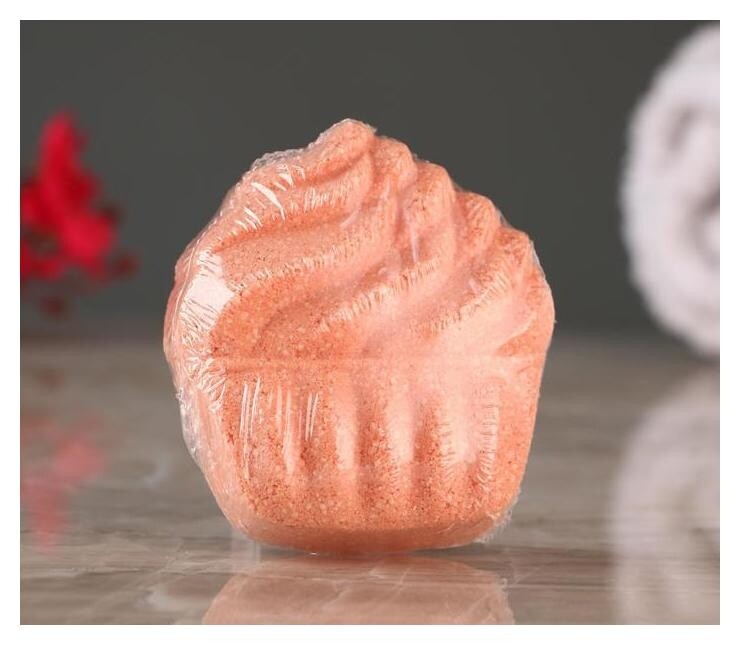 Шипучая бомбочка "Пироженка" с ароматом ванили, красная  Добропаровъ