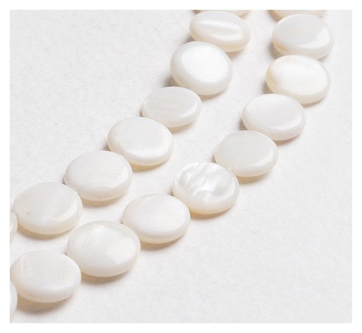 

Бусины на нити круг малый "Перламутр" (35 бусин), цвет белый