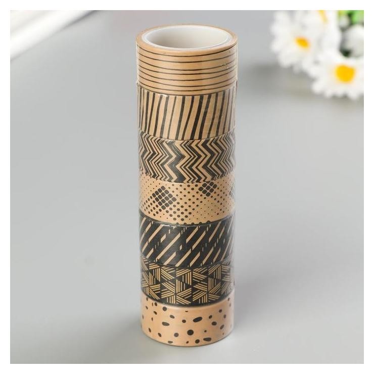 

Клейкие Washi-ленты для декора кофейные цвета, 15 мм х 3 м (Набор 7 шт) рисовая бумага, Разноцветный