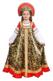 Русский народный костюм «Рябинушка», платье длинное, кокошник, бомбоны на шнурке, р. 28, рост 98-104 см Страна Карнавалия